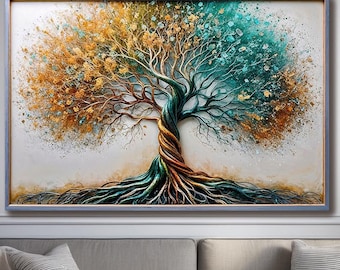 Yggdrasil Tree of Life Canvas Art: Abstract Spiritual Home Decor