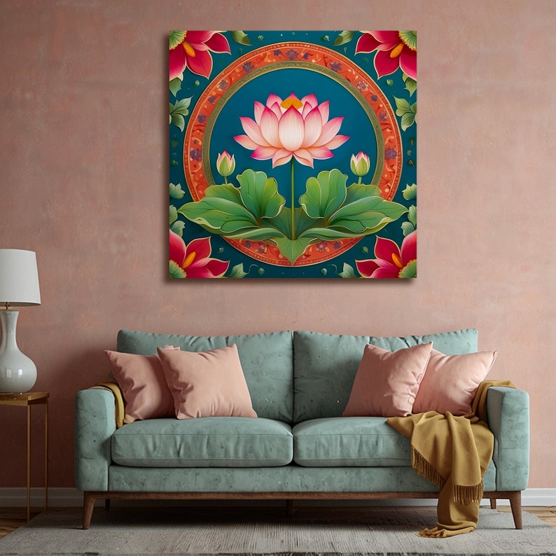 Lotus Flower Canvas Art: Mandala Design, Spiritual Wall Decor - Etsy