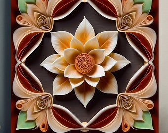 Lotus Flower Canvas Art: Geometric Mandala, Zen Wall Decor