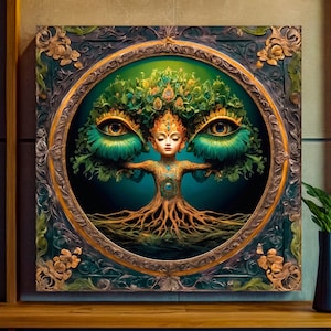 Surreal Tree of Life Canvas Wall Art, Artwork, Yggdrasil Wall Art, Mandala Canvas, Fantasy Wall Decor, Mystical Nature Canvas, Tree Of Life
