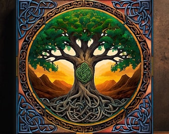 Celtic Tree of Life Canvas Art: Yggdrasil Norse Mythology Wall Decor