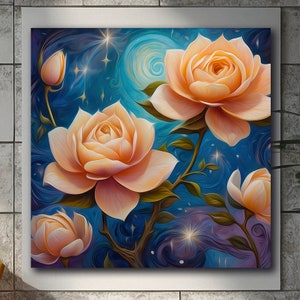 Rose Flower Canvas Wall Art, Rose Bouquet Canvas Print, Floral Artwork Print, Rose Bouquet Canvas Print, Pink Rose Wall Art, Flowers Canvas