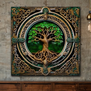 Tree of Life Canvas Wall Art, Yggdrasil Canvas Art, Mandala Home Decor Artwork, Celtic Tree Canvas, Spiritual Canvas Art, Botanical Wall Art
