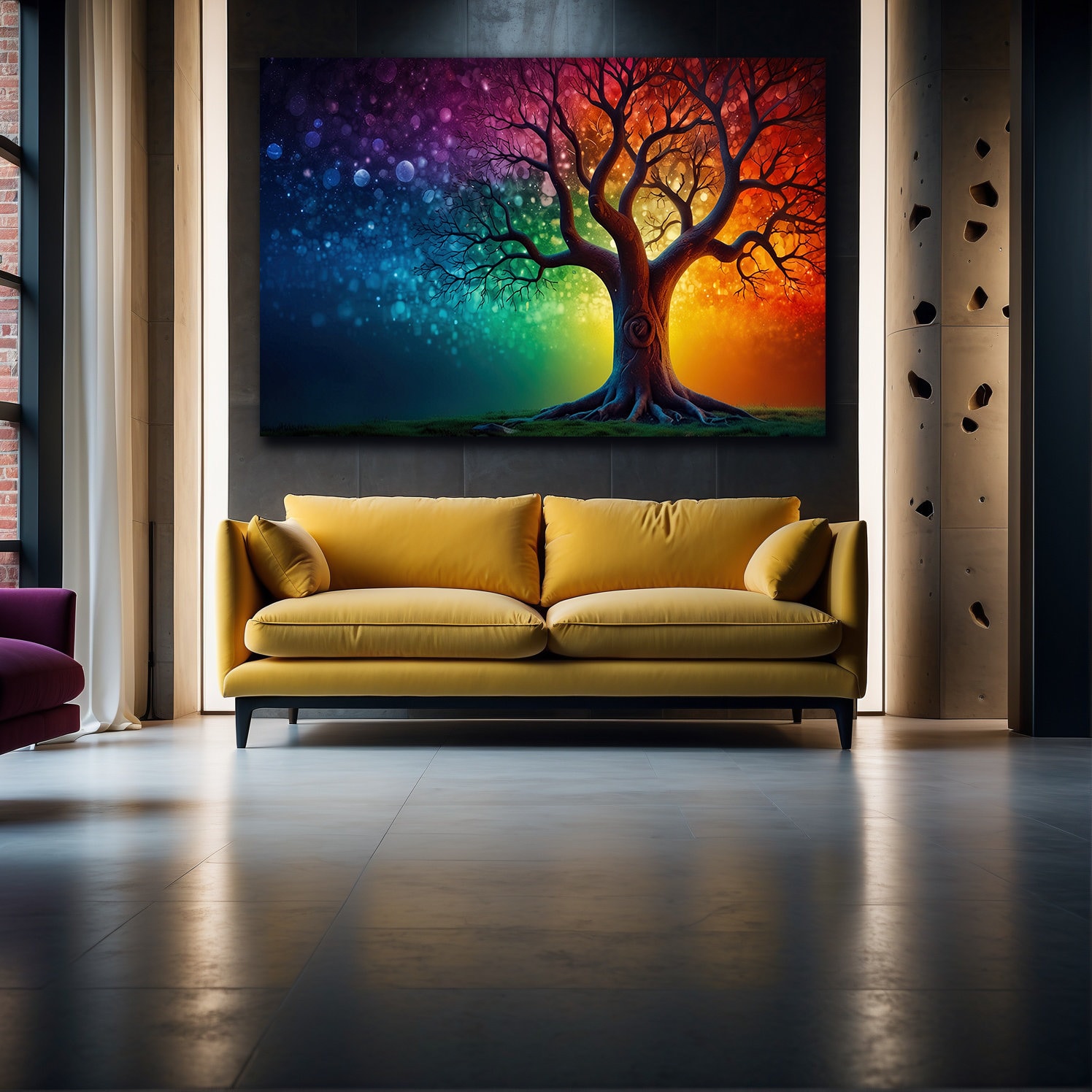 Rainbow Tree Canvas Art, Vibrant Nature Wall Art, Colorful Tree Canvas ...