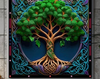 Celtic Tree of Life Canvas Art: Yggdrasil Norse Decor