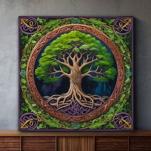 Tree of Life Canvas Wall Art, Yggdrasil Canvas, Mandala Home Decor, Celtic Tree Design Canvas Art, Spiritual Tree Canvas Wall Art