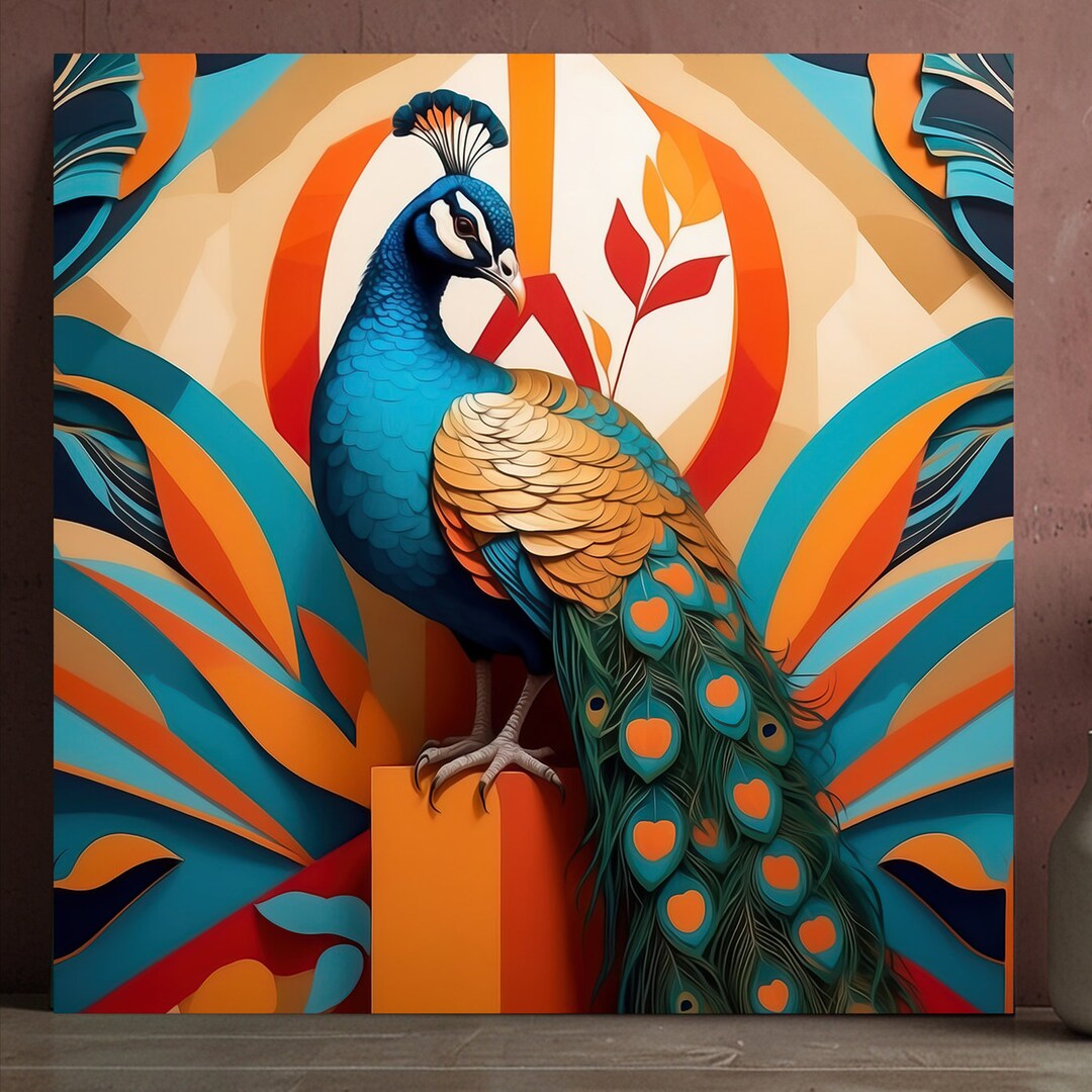 Colorful Peacock Canvas Wall Art, Modern Home Decor, Large Canvas ...
