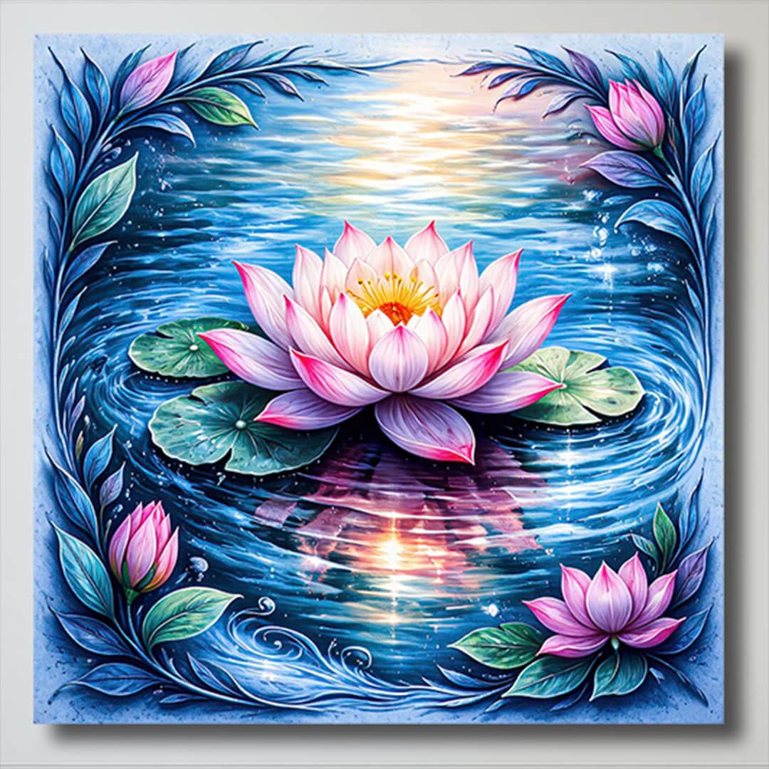 Lotus Flower Wall Art Canvas Print, Water Lily Pond Artwork, Zen Spa ...