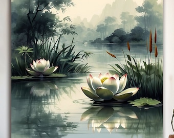 Lotus Flower Canvas Art: Serene Zen Wall Decor