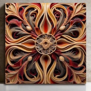 Lotus Flower Canvas Wall Art, Mandala Flower Artwork, Spiritual Flower Print Art, Zen Wall Art, Lotus Wall Decor, Floral 3D Art Print