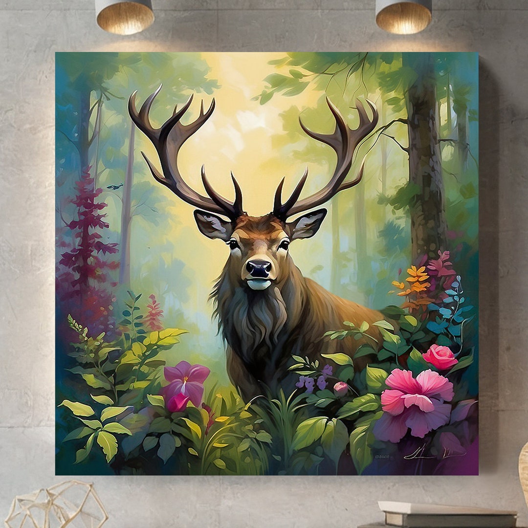 Deer Canvas Wall Art: Majestic Forest Wildlife Home Decor - Etsy