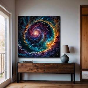 Cosmic Spiral Nebula Canvas: Colorful Galaxy Space Art - Etsy