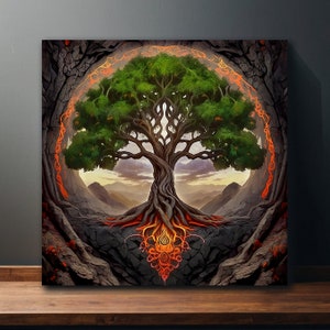 Tree of Life Canvas Wall Art, Yggdrasil Canvas Art, Enchanted Tree Wall Art, Celtic Tree Canvas Artwork, Spiritual Celtic Tree Canvas Art