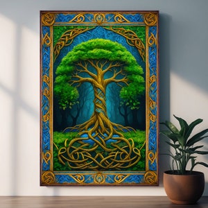 Tree of Life Canvas Wall Art, Yggdrasil Canvas Art, Mandala Home Decor, Celtic Tree Knotwork Canvas Artwork, Forest Canvas, Nature Wall Art