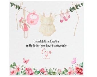 Personalizado Nuevo Bebé Nueva Hija Nueva Nieta Felicitaciones 2024 2025 Embarazo Nueva Familia Baby Shower Bump Card Rosa