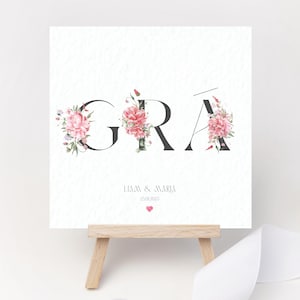 Carte de mariage irlandaise personnalisée GRÁ Love Gaeilge cadeau souvenir date couple noms coeur félicitations Irlande floral fleurs sauvages Gra