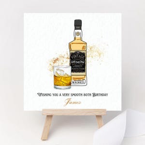 Tarjeta de cumpleaños personalizada 80.° cumpleaños Whisky personalizado añejado a la perfección Recuerdo de 1945 Abuelo Papá Tío 80.° cumpleaños