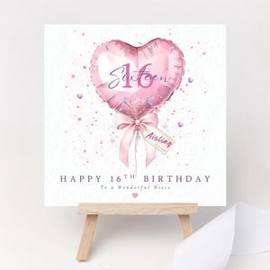 18th birthday card Personalised Girly Birthday Card Teen Balloon with Wildflower Bow 21st Card for daughter 16th birthday card granddaughter