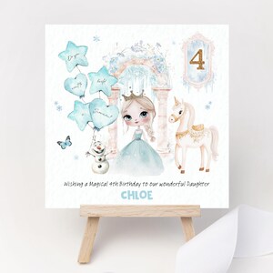 Cartão de aniversário personalizado Frozen Rainha do gelo Princesa 2º 3º 4º 5º aniversário Filha Neta Sobrinha Prima Irmã Afilhada