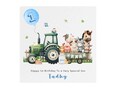 Personalised Birthday Card Cute Farm Tractor Animals Cow Sheep One Party Boy 1st Birthday Son Grandson Nephew Cousin Brother Godson Any Age product logo