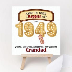 Cartão personalizado de 80º aniversário tornando o mundo um lugar mais feliz desde 1949 Presente vintage de 80º aniversário para o avô Pai Tio Amigo Nascido em 1949