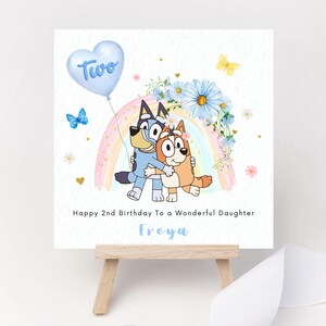 Biglietto di compleanno personalizzato Cane carino 1° 2° 3° 4° compleanno Festa arcobaleno margherita Ragazza Ragazzo Figlia Figlio Nipote Nipote Nipote