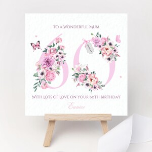 Cartão de aniversário personalizado 80º aniversário, buquê floral de peônia rosa, lírio, esposa, mãe, avó, tia, irmã, mãe, amiga, data, lembrança, qualquer idade