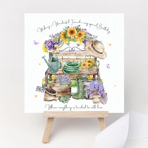 Carte personnalisée jardinier jardinage anniversaire floral fleurs plantes passe-temps papa grand-père maman grand-mère soeur femme petite amie ami mère fille