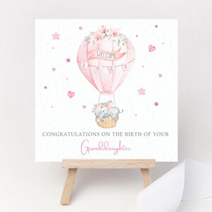 Cartão personalizado para recém-nascido, nova filha, nova neta, parabéns, presente, gravidez, nova família, chá de bebê, rosa