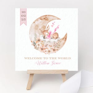 Gepersonaliseerd Welcome to the World Geboorteaankondiging Nieuw babycadeau Meisje Dochter Kleindochter Gefeliciteerd Geboortedetails Aandenkenkaart