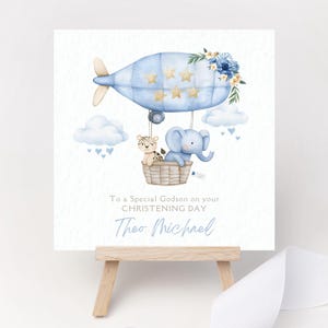 Gepersonaliseerde doopkaart Doopkaart Dieren doopkaart voor Peetzoon Naamdagkaart Zoon doopcadeau kleinzoon neefje doopcadeau