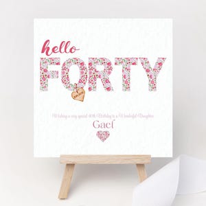Carte d'anniversaire personnalisée 30e 40e 50e 60e 70e Floral bonjour date souvenir fille petite-fille nièce cousine soeur amie