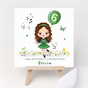 Cartão de aniversário personalizado para dançarina irlandesa Dança irlandesa Floral Música Dança irlandesa Filha Neta Sobrinha Prima Irmã Afilhada Amiga