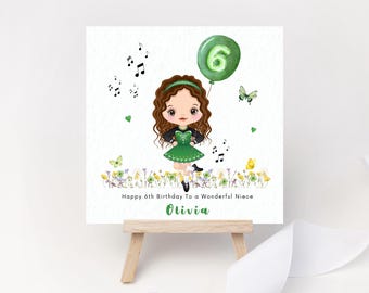 Carte d'anniversaire personnalisée danseuse irlandaise Danse irlandaise Musique florale Danse irlandaise Fille Petite-fille Nièce Cousine Sœur Filleule Amie