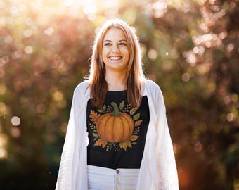 Vintage Pumpkin Fall T-Shirt - Cozy Autumn Graphic Tee - Thanksgiving Outfit - Fall Aesthetic Pumpkin Tee for Women & Men