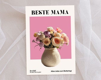 Postkarte | Beste Mama |  A6 | Muttertag | Muttertagsgeschenk | Blumen | Blumenstrauß | Dankeschön | Grußkarte