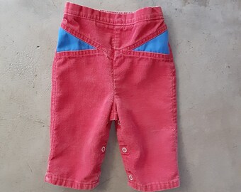 Vintage 70s 80s Pants Toddler Red Corduroy Blue Boho Baby Pants 12 months