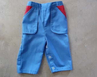 Vintage 70s 80s Baby Toddler Blue Pants 12 months