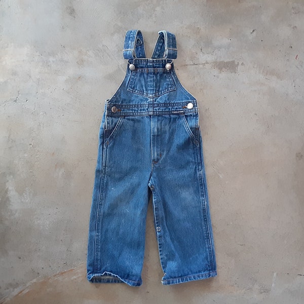 Vintage 70s 80s Kids Toddler Jean Overalls Denim Toddletime 18 to 24m 26.5 to 28 lbs