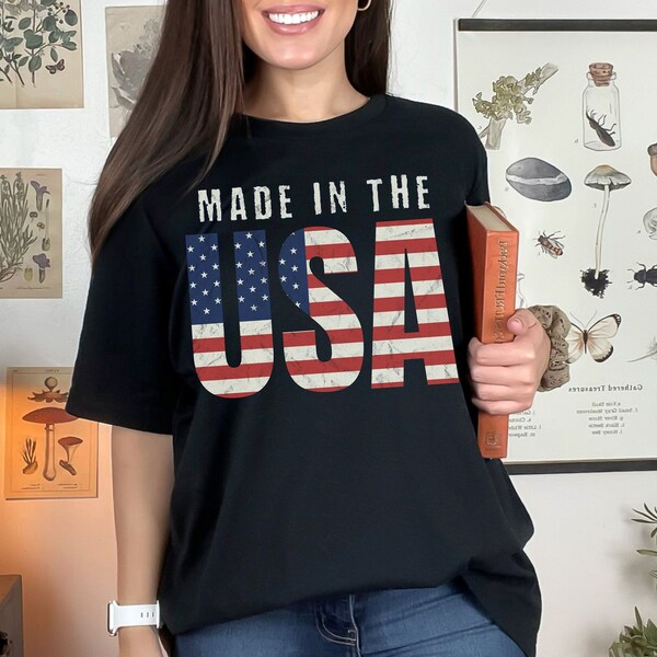 Made in the USA Graphic Tee American Flag Tshirt America Flag Shirt Independence Day Tee Shirt July 4th