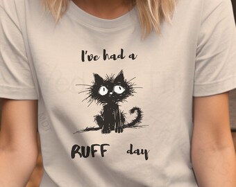 I'm Fine Cat Shirt, Tough Day T-shirt, Rough Day Tee, Sarcasm Shirt, Funny Sarcastic, Co-worker Gift, Birthday Gift T-shirt, Black Cat Tee
