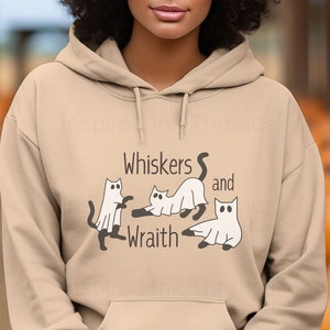 Cat Ghost Hooded Sweatshirt, Spooky Kitty Ghost Pullover, Funny Halloween Cat Hoodie, Funny Ghost Sweatshirt, Cat Lovers Sweatshirt Gift