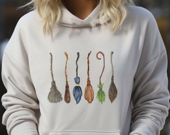 Witch Broom Hoodie Sweatshirt, Witchy Halloween Sweatshirt, Spooky Fall Witchy Clothes, Fall Festive Autmn Sweatshirt Gift, Halloween Style