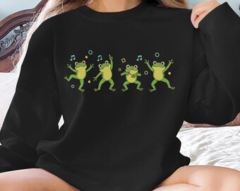 Dancing Frog T-Shirt, Funny Frog Sweatshirt, Music Frogs Hoodie, Cute Animal Tee, Gift for Frog Lover, Froggy Apparel