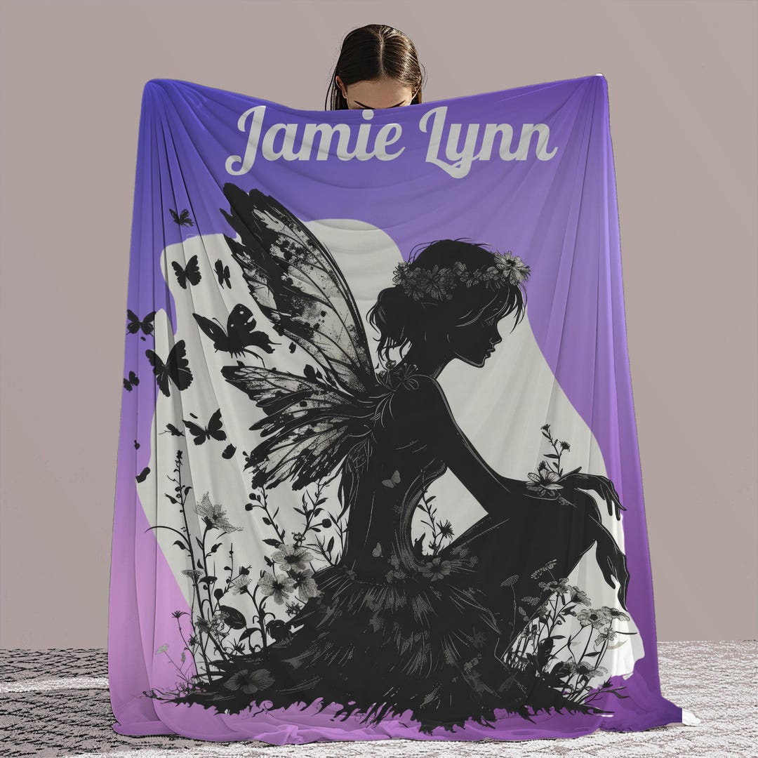 Pink Fairy Pattern Print Hooded Blanket