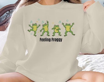Dancing Frog TShirt, Funny Frog Hoodie, Cute Froggy Sweatshirt, Frog Lover Gift, Frog Tee, Musical Frog Shirt, Amphibian Tee