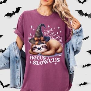 Halloween Sloth Lover T-shirt, Cute Sloth Halloween Tee, Funny Halloween Animal Shirt, Witchy Sloth Halloween Shirt Gift, Fall Lazy Days