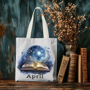 Moon Book Lovers Tote Bag, Literary Book Bag, Personalized Library Tote, Reading Tote, Custom Book Bible Study Tote Bag, Gift for Teacher