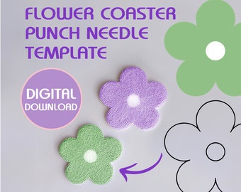 Flower Coaster Punch Needle Template, Mug Rug, Punch Needle Pattern, Punch Needle, Yarn Art, Digital Download, Needle punching kit, Flowers