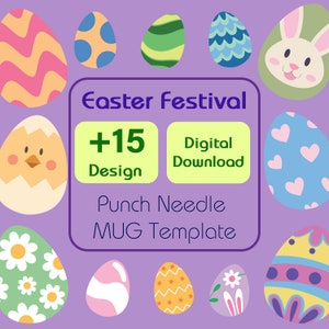 Easter Eggs Punch Needle Pattern: Mug Rug Coasters (Digital Download)